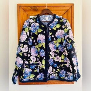 Hydrangea Floral Quilted Reversible Jacket